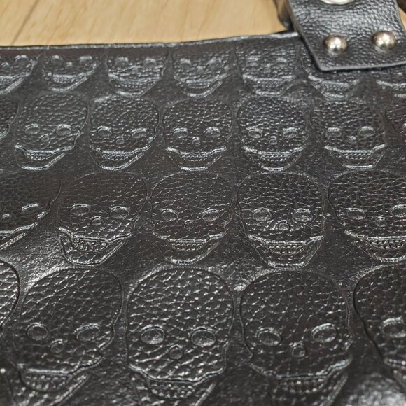 Skull Handbag Gothic Satchel Shoulder Crossbody Bag Black Purse Scarf Halloween - Picture 13 of 16